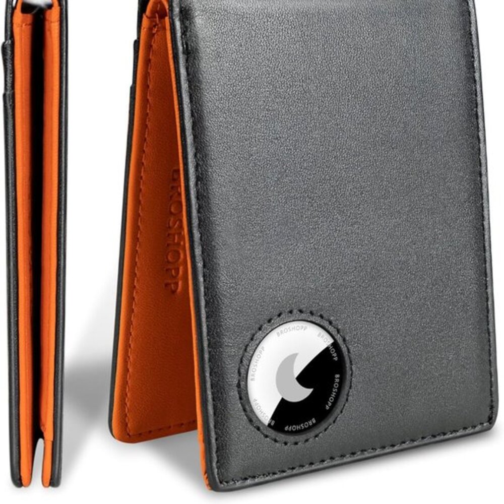 Wallet Men, Bifold Genuine Leather Rfid Blocking AirTag‎ Wallet with Cash Slots